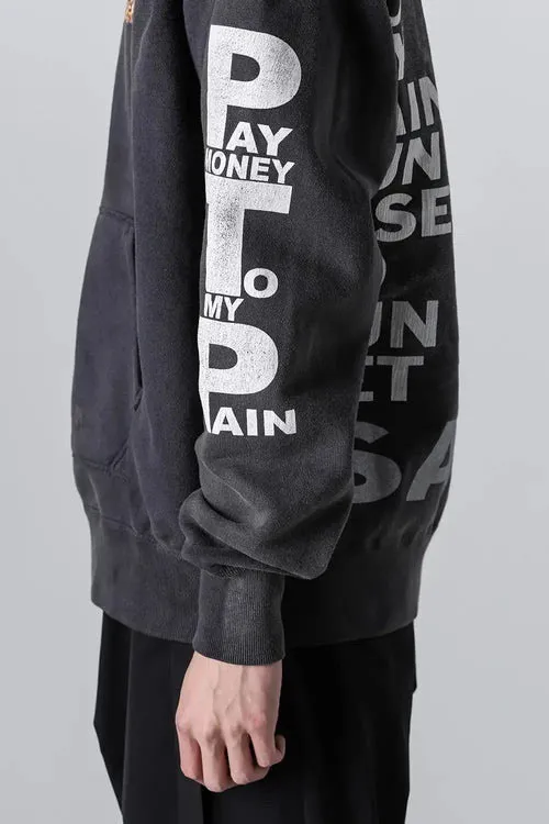 SAINT Mxxxxxx × PAY MONEY TO MY PAIN PTP_HOODIE/BRAND MONEY/BLK Co-branded PTP Virgin Mary dollar hoodie Washed black S-XL Assute dyeing The whole piece is sprayed with horse fade Mold customization joint main mark/washed mark Factory four-needle and six-thread workmanship No bone seams More comfortable to wear Repeated modification of proofing Authentic grade crack printing VINTAGE value is full